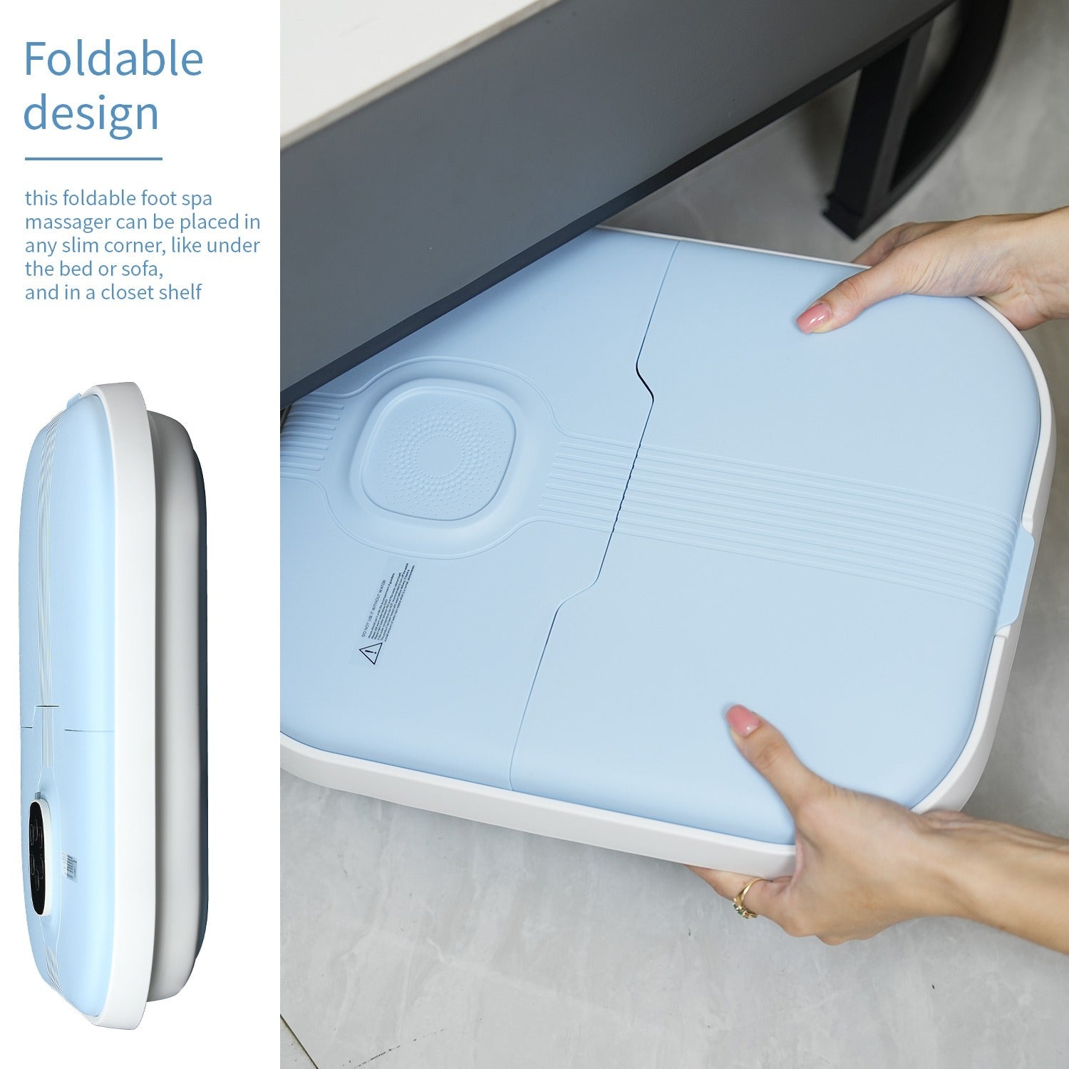 Electric Collapsible Foot Spa With Heat, Foot Massager With 16 Massage Rollers & Bubble, Foot Bath Massager For Home Use,Remote Control