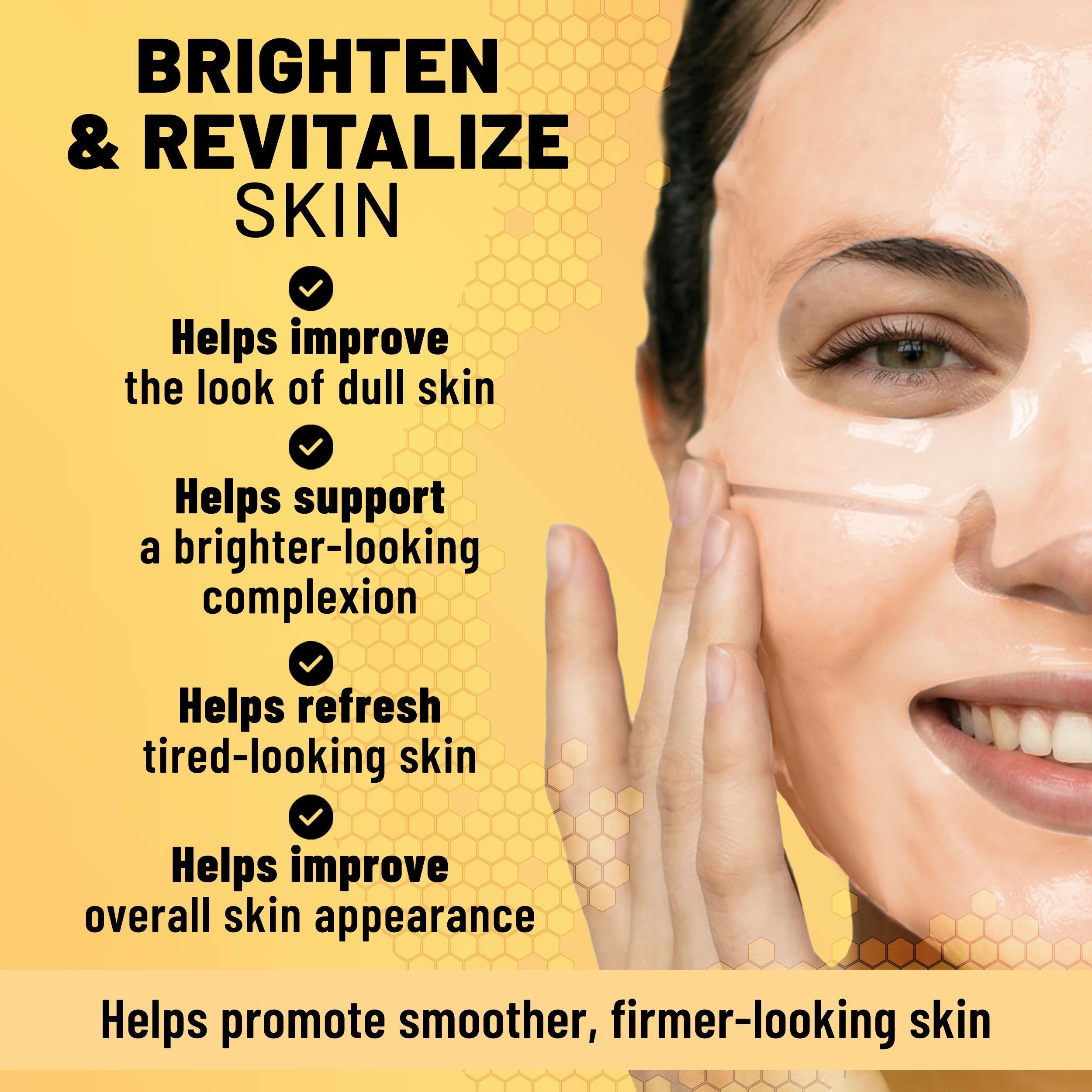 Bio-Collagen Hydrogel Face Mask, Brightening & Illuminating Mask with Turmeric & Vitamin C, 6 Masks