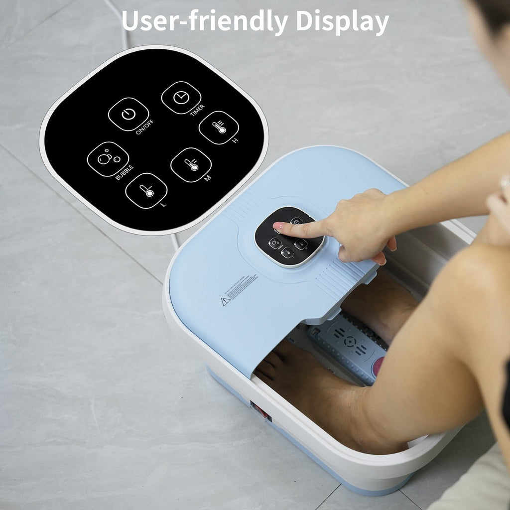 Electric Collapsible Foot Spa With Heat, Foot Massager With 16 Massage Rollers & Bubble, Foot Bath Massager For Home Use,Remote Control